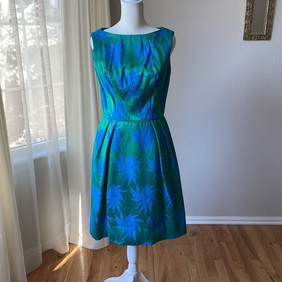 VINTAGE Gorgeous Mardi Gras New York Blue and Green Dress - Picture 2 of 11